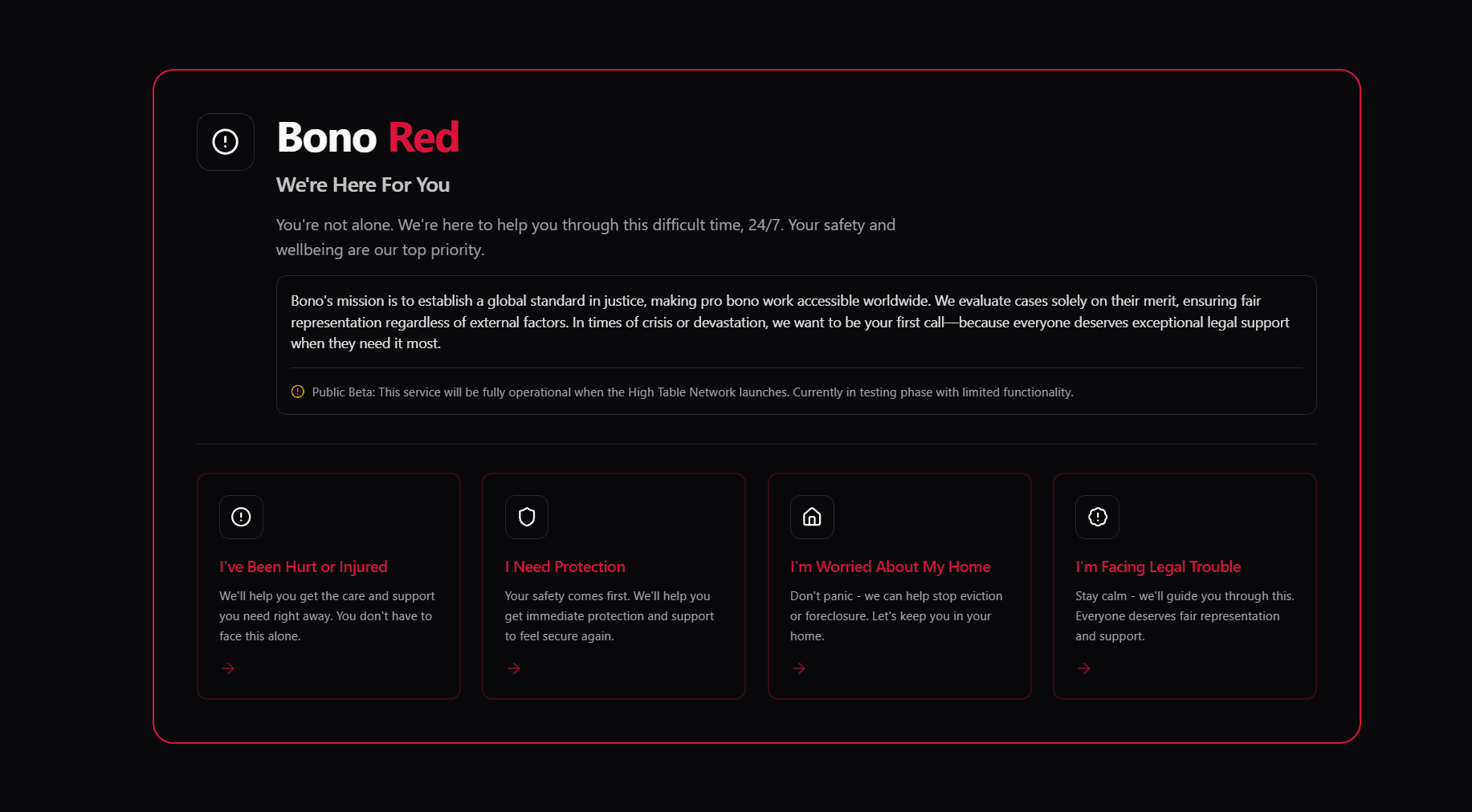 Bono Red. For all your Legal Emergencies.